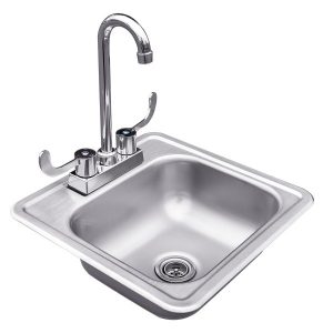 15×15″ Stainless Steel Drop-In Sink & Hot Cold Faucet
