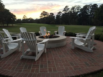 Thin paver pathway with fire pit